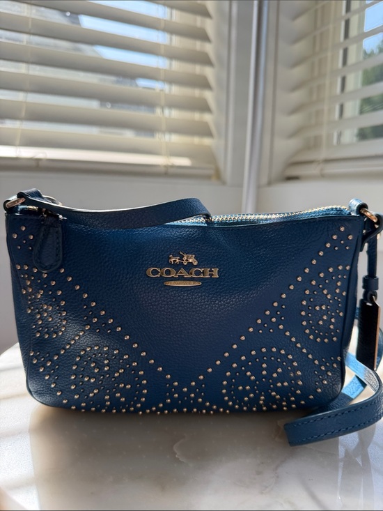 Coach Handbags - Coach Blue Leather Studded Crossbody Bag